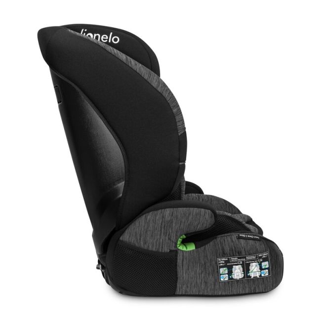 Lionelo - Scaun auto, Levi One i-Size, Universal, Instalare FWF, Cu tetiera reglabila in 10 pozitii, Cu spatar detasabil, 76-150 cm, Conform cu R129, Gri BYNLO-LEVI_ONE_I-SIZE_BLACK_GREY