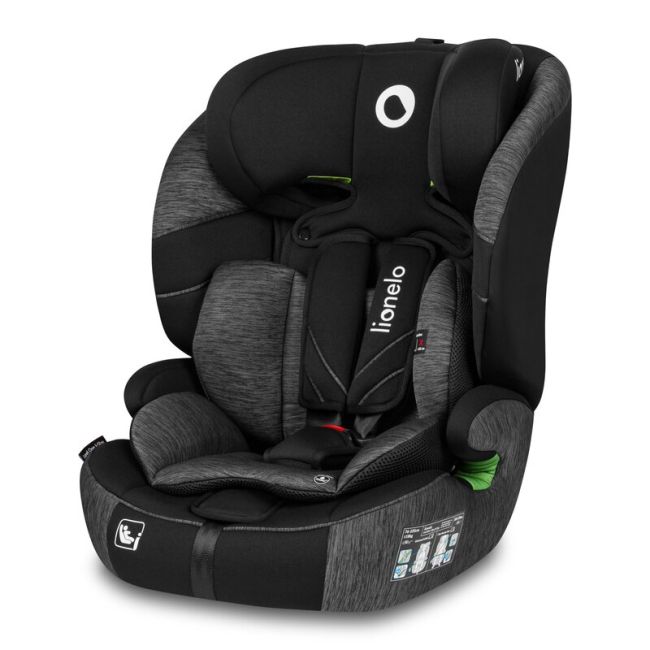 Lionelo - Scaun auto, Levi One i-Size, Universal, Instalare FWF, Cu tetiera reglabila in 10 pozitii, Cu spatar detasabil, 76-150 cm, Conform cu R129, Gri BYNLO-LEVI_ONE_I-SIZE_BLACK_GREY