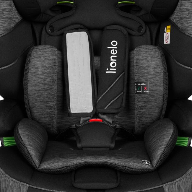 Lionelo - Scaun auto, Levi One i-Size, Universal, Instalare FWF, Cu tetiera reglabila in 10 pozitii, Cu spatar detasabil, 76-150 cm, Conform cu R129, Gri BYNLO-LEVI_ONE_I-SIZE_BLACK_GREY