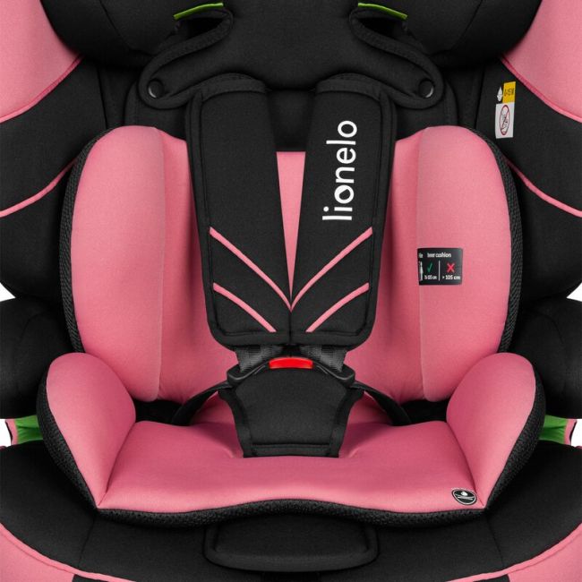 Lionelo - Scaun auto, Levi One i-Size, Universal, Instalare FWF, Cu tetiera reglabila in 10 pozitii, Cu spatar detasabil, 76-150 cm, Conform cu R129, Roz BYNLO-LEVI_ONE_I-SIZE_PINK_ROSE