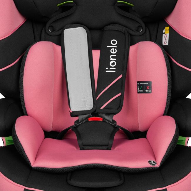 Lionelo - Scaun auto, Levi One i-Size, Universal, Instalare FWF, Cu tetiera reglabila in 10 pozitii, Cu spatar detasabil, 76-150 cm, Conform cu R129, Roz BYNLO-LEVI_ONE_I-SIZE_PINK_ROSE