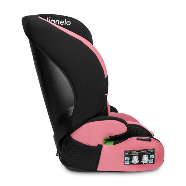 Lionelo - Scaun auto, Levi One i-Size, Universal, Instalare FWF, Cu tetiera reglabila in 10 pozitii, Cu spatar detasabil, 76-150 cm, Conform cu R129, Roz BYNLO-LEVI_ONE_I-SIZE_PINK_ROSE