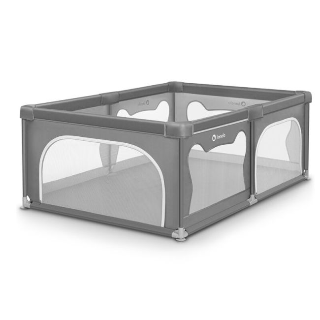 Lionelo - Tarc de joaca Willow, Pliere compacta, Include sacosa depozitare, Din plasa, Cu doua intrari laterale, Cu fermoar, Cu ventuze, Gri BYNLO-WILLOW_GREY_CONCRETE