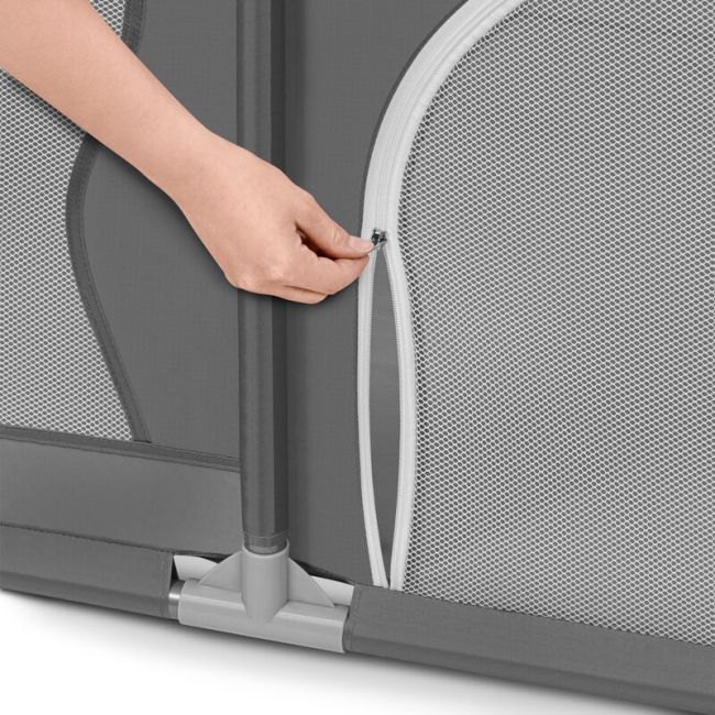 Lionelo - Tarc de joaca Willow, Pliere compacta, Include sacosa depozitare, Din plasa, Cu doua intrari laterale, Cu fermoar, Cu ventuze, Gri BYNLO-WILLOW_GREY_CONCRETE