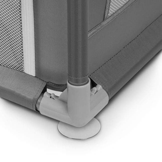 Lionelo - Tarc de joaca Willow, Pliere compacta, Include sacosa depozitare, Din plasa, Cu doua intrari laterale, Cu fermoar, Cu ventuze, Gri BYNLO-WILLOW_GREY_CONCRETE