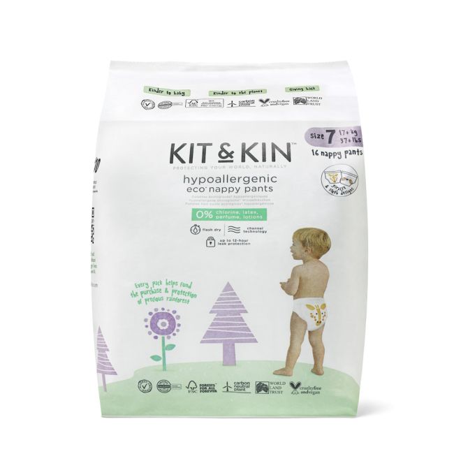 Scutece hipoalergenice eco kit&kin chilotel l xxl, marimea 7, 17 kg+, 96 buc tnakks7pantscase