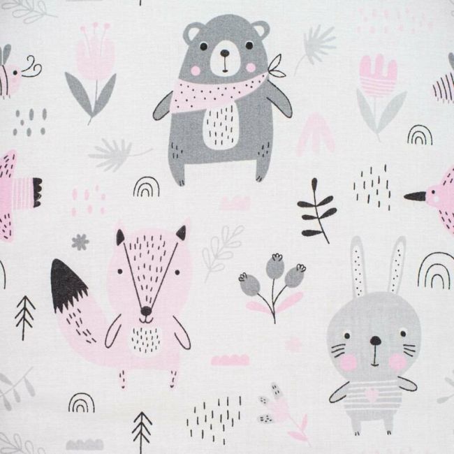 Set 3 piese Luxury, Baby Nest cu doua fete, Cu paturica si pernuta in forma de inima, New Baby, Minky Bears Pink BYN42979