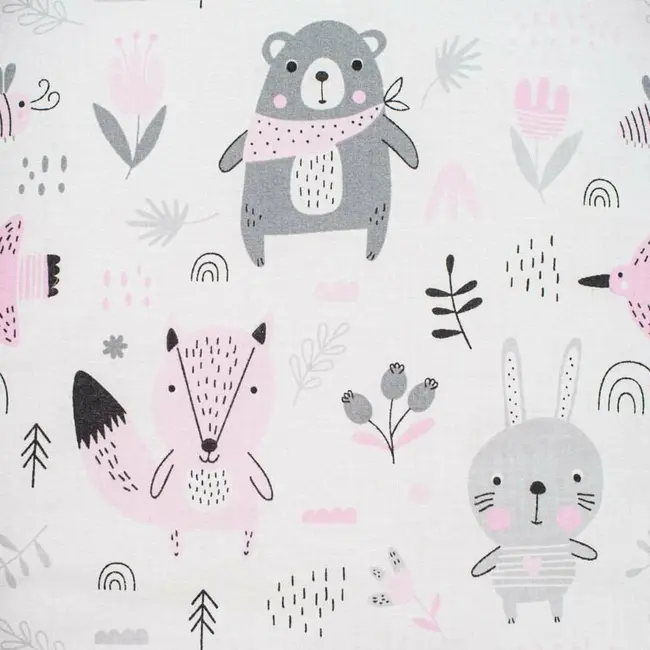 Set 3 piese Luxury, Baby Nest cu doua fete, Cu paturica si pernuta in forma de inima, New Baby, Minky Bears Pink BYN42979