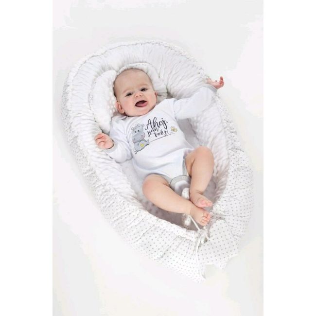 Set 3 piese Luxury, Baby Nest cu doua fete, Cu paturica si pernuta in forma de inima, New Baby, Minky Bears Pink BYN42979