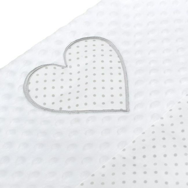 Set 3 piese Luxury, Baby Nest cu doua fete, Cu paturica si pernuta in forma de inima, New Baby, Minky Heart White BYN37140