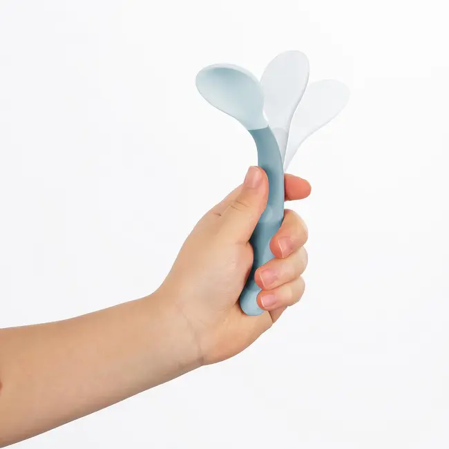Tacamuri flexibile pentru copii, lingurita si furculita, fara BPA, albastru, 6+ luni, Reer 23033