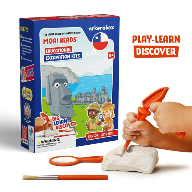 Arkerobox - Set arheologic educational si puzzle 3D, Moai Heads JEMARK2452