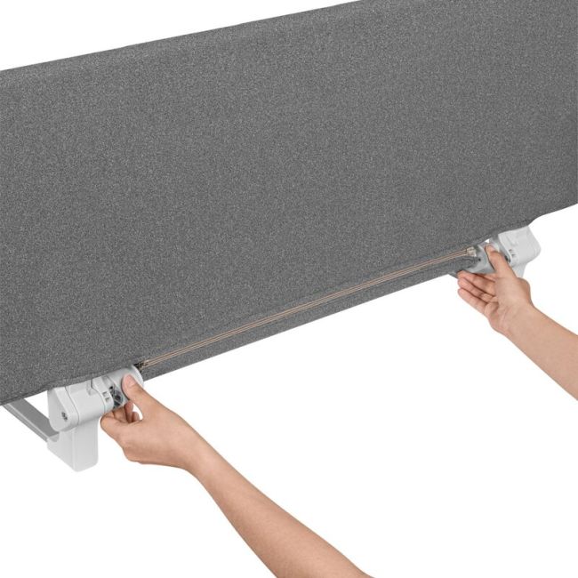 Bariera de protectie pentru pat, Lionelo, Lora XL, Pliabila, Sistem de blocare StandSafe, Geanta de transport inclusa, 150x46 cm, Conform cu BS 7972:2001+A1:2009, Gri BYNLO-LORA_XL_GREY_STONE