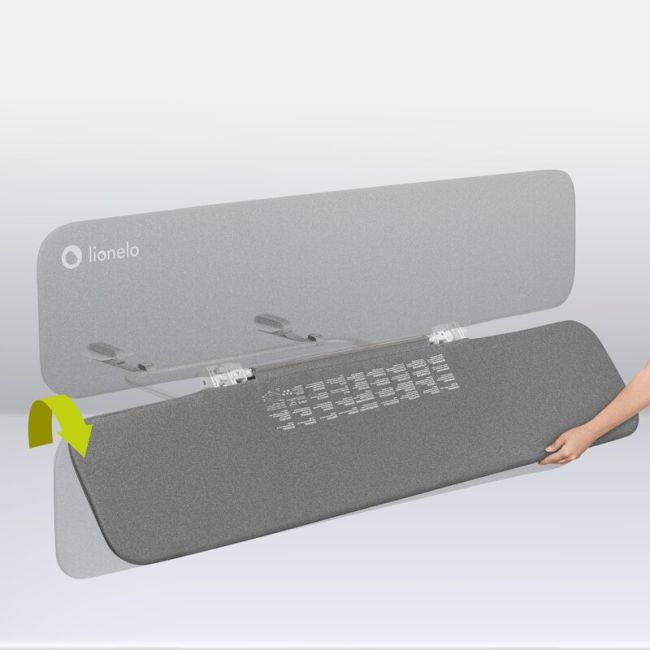 Bariera de protectie pentru pat, Lionelo, Lora XL, Pliabila, Sistem de blocare StandSafe, Geanta de transport inclusa, 150x46 cm, Conform cu BS 7972:2001+A1:2009, Gri BYNLO-LORA_XL_GREY_STONE