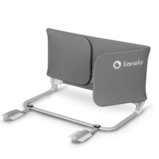 Bariera de protectie pentru pat, Lionelo, Lora XL, Pliabila, Sistem de blocare StandSafe, Geanta de transport inclusa, 150x46 cm, Conform cu BS 7972:2001+A1:2009, Gri BYNLO-LORA_XL_GREY_STONE