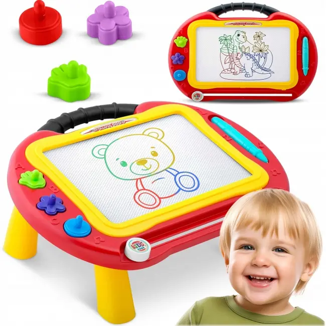 Masuta cu tabla magnetica pentru desenat cu accesorii incluse ricokids 772200 - rosu edeedi772200