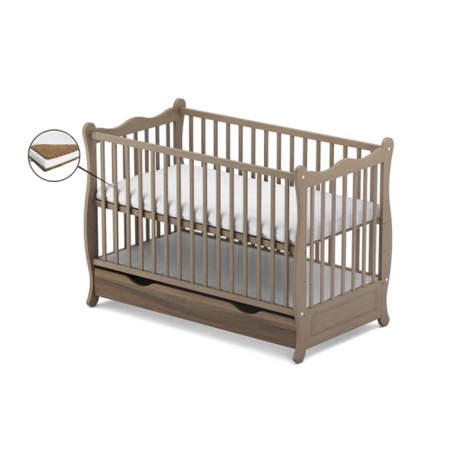 Patut cu sertar vessanti sophie - maro + saltea cocos 10 cm edeedipcsvsm_s10