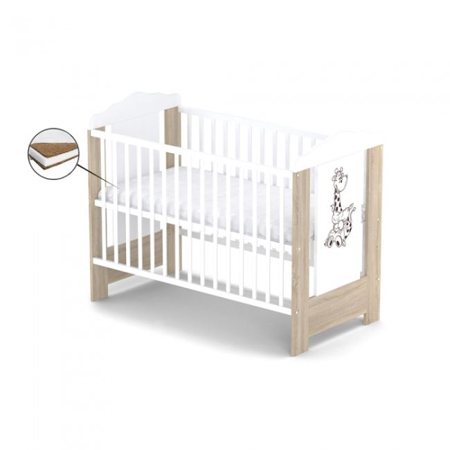 Patut fara sertar vessanti ella - stejar cu alb + saltea cocos 12 cm edeedipfsven_s12