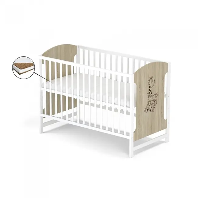 Patut fara sertar vessanti milo girafa - stejar cu alb + saltea cocos 10 cm edeedipfsvmgc_s10