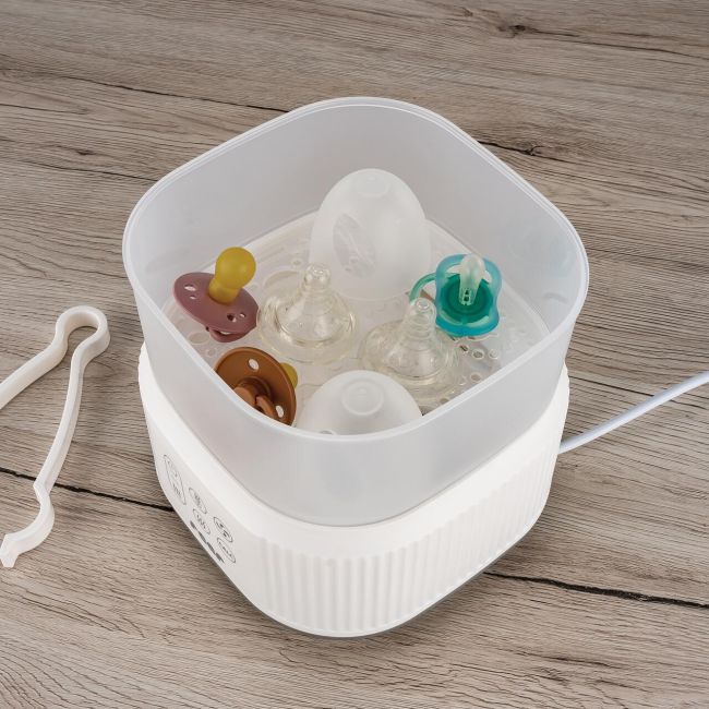 Sterilizator cu aburi si functie de uscare pentru biberoane, detartrare automata, 5 biberoane, Reer VapoDryS 36130