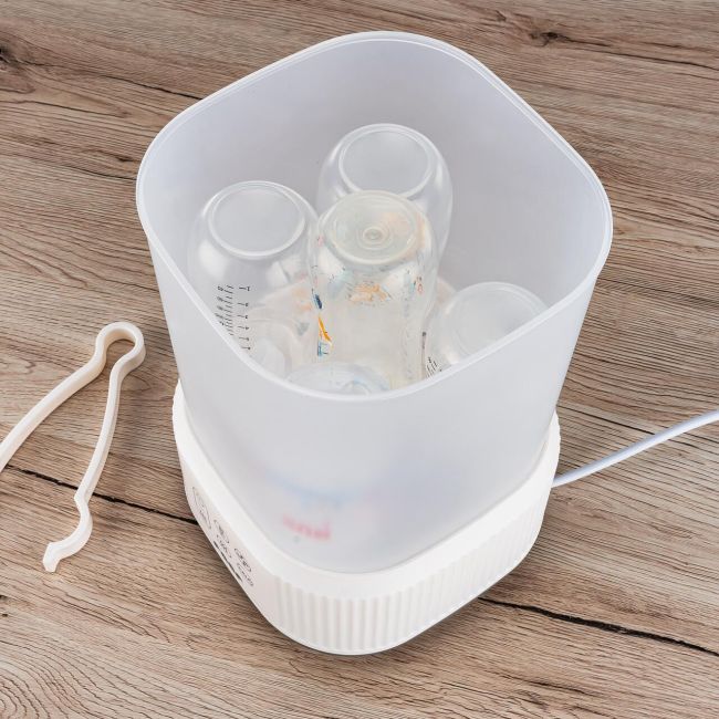 Sterilizator cu aburi si functie de uscare pentru biberoane, detartrare automata, 5 biberoane, Reer VapoDryS 36130