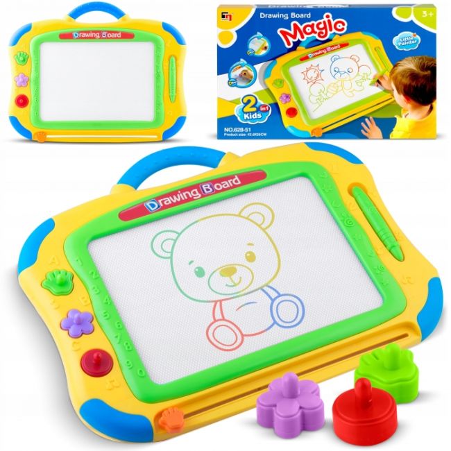 Tabla magnetica pentru desenat cu accesorii incluse ricokids 772101 - galben edeedi772101