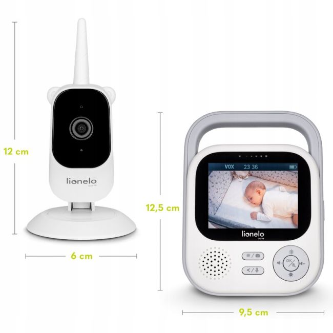 Video monitor, Lionelo, Babyline 3.2, Full HD, Comunicare bidirectionala, 2.8 inch, Cu sunete si mod de noapte, Cu 5 niveluri de detectare a sunetului, Alb BYNLOC-BABYLINE_3.2_WHITE