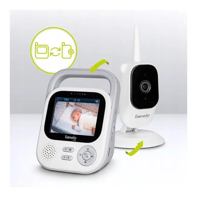 Video monitor, Lionelo, Babyline 3.2, Full HD, Comunicare bidirectionala, 2.8 inch, Cu sunete si mod de noapte, Cu 5 niveluri de detectare a sunetului, Alb BYNLOC-BABYLINE_3.2_WHITE
