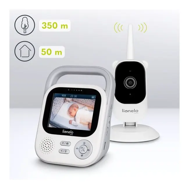 Video monitor, Lionelo, Babyline 3.2, Full HD, Comunicare bidirectionala, 2.8 inch, Cu sunete si mod de noapte, Cu 5 niveluri de detectare a sunetului, Alb BYNLOC-BABYLINE_3.2_WHITE