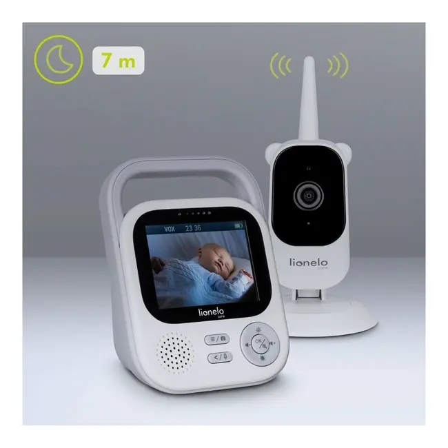 Video monitor, Lionelo, Babyline 3.2, Full HD, Comunicare bidirectionala, 2.8 inch, Cu sunete si mod de noapte, Cu 5 niveluri de detectare a sunetului, Alb BYNLOC-BABYLINE_3.2_WHITE