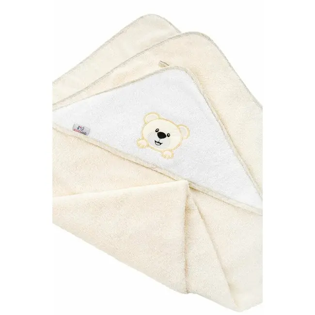 Prosop de baie, Bocioland, Cu gluga, 100% bumbac, 80x80 cm, Teddy Bear, Beige BYNBL020