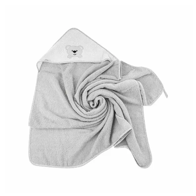 Prosop de baie, Bocioland, Cu gluga, 100% bumbac, 80x80 cm, Teddy Bear, Grey BYNBL021