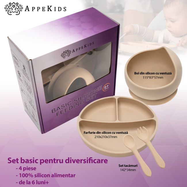 Set Diversificare, AppeKids, 100% Silicon, Basic - Bubble Beige KRTAK274902