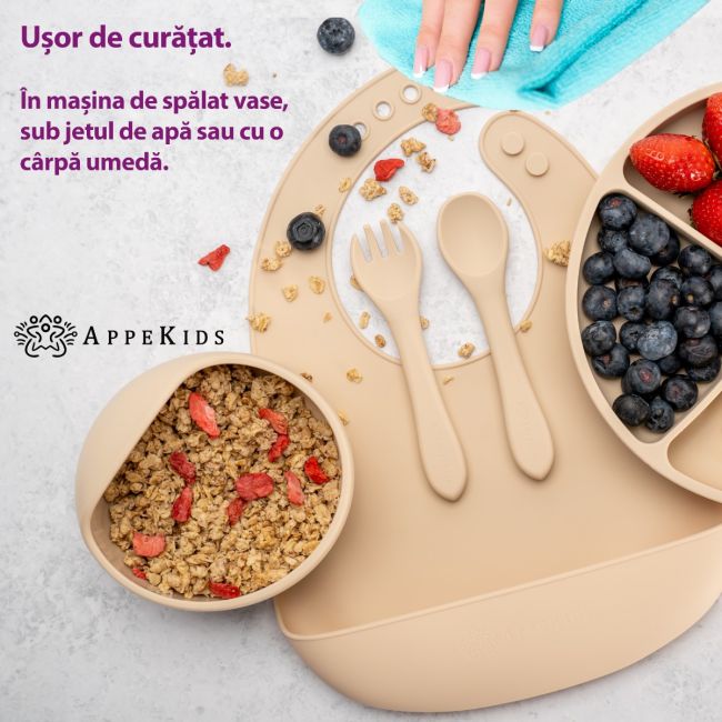 Set Diversificare, AppeKids, 100% Silicon, Classic - Bubble Beige KRTAK274957