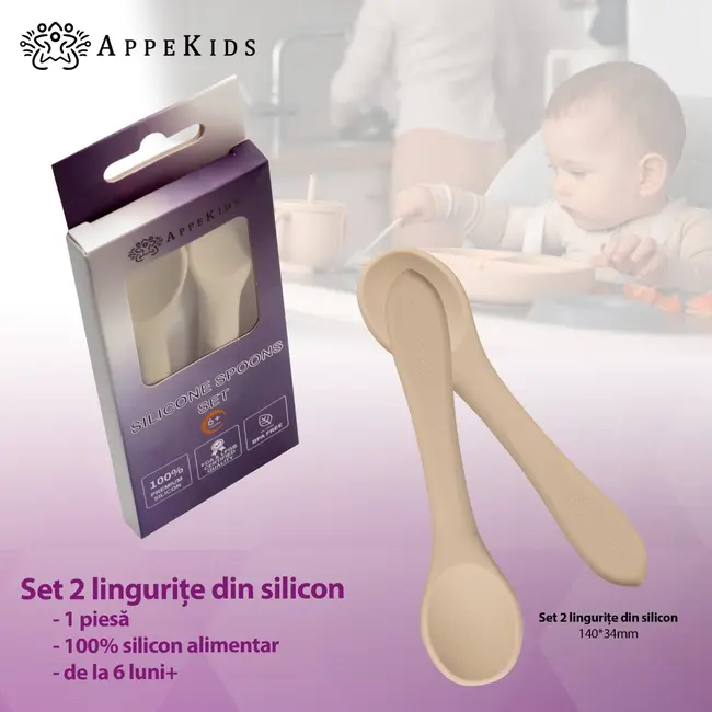 Set Lingurite din silicon, AppeKids - Bubble Beige KRTAK275503