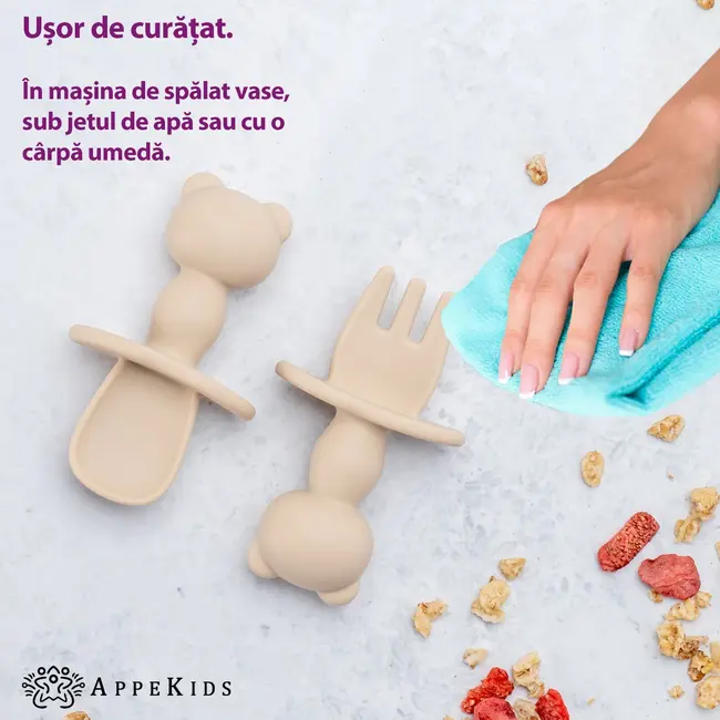 Set Tacamuri din silicon, AppeKids, The Little Bear,  Bubble Beige KRTAK275558
