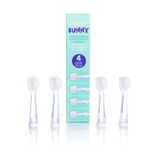 Set 4 rezerve periuta de dinti Vitammy Bunny, fibre nano, Alb BITrezerveBunny