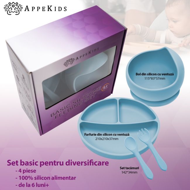 Set Diversificare, AppeKids, 100% Silicon, Basic - Bubble Beige KRTAK274933