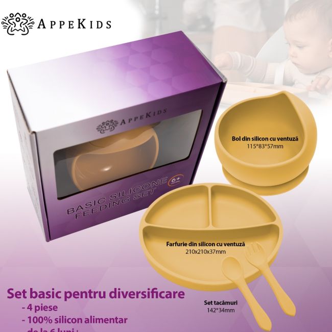 Set Diversificare, AppeKids, 100% Silicon, Basic - Honey KRTAK274919