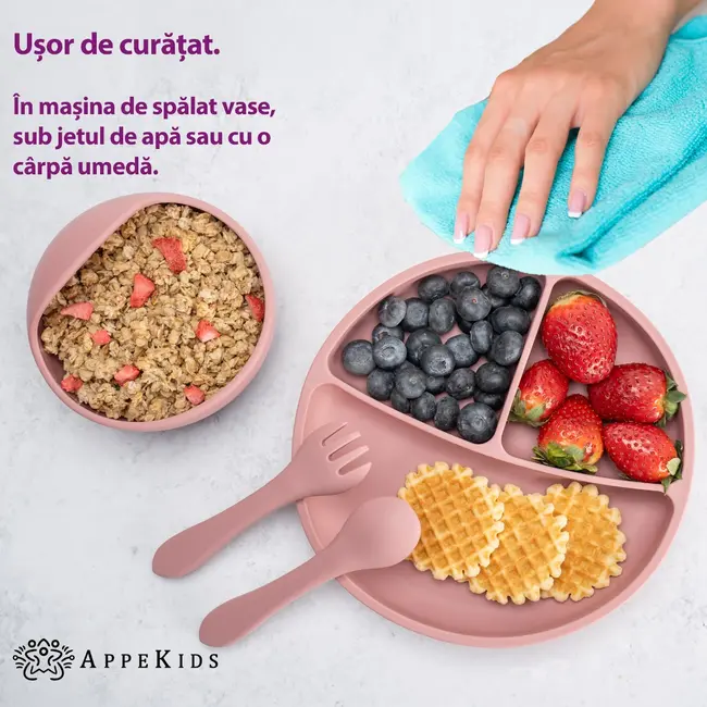 Set Diversificare, AppeKids, 100% Silicon, Basic - Old Rose KRTAK274926