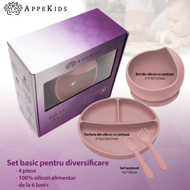 Set Diversificare, AppeKids, 100% Silicon, Basic - Old Rose KRTAK274926