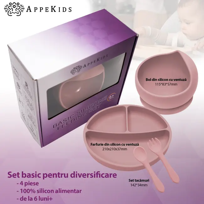 Set Diversificare, AppeKids, 100% Silicon, Basic - Old Rose KRTAK274926