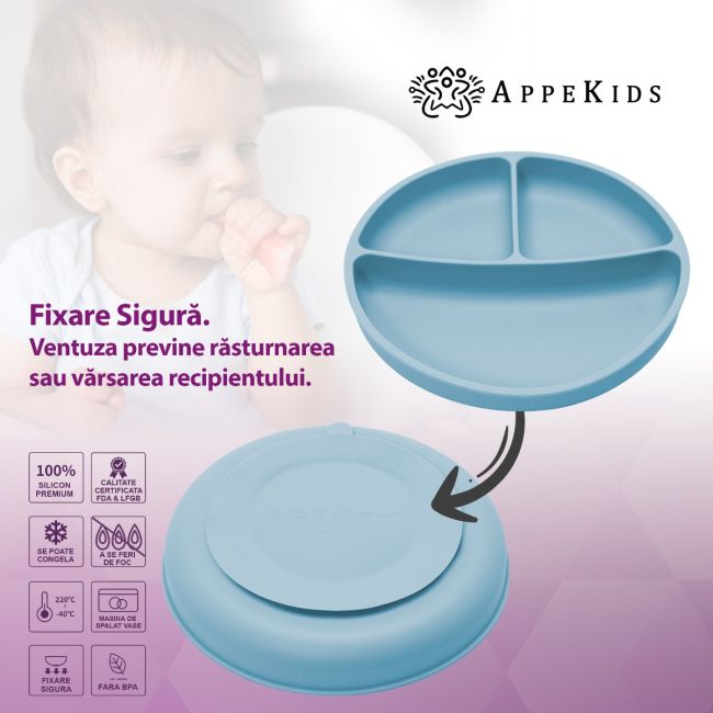 Set Diversificare, AppeKids, 100% Silicon, Classic - Aqua Blue KRTAK274988