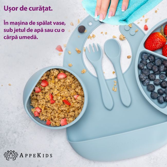 Set Diversificare, AppeKids, 100% Silicon, Classic - Aqua Blue KRTAK274988