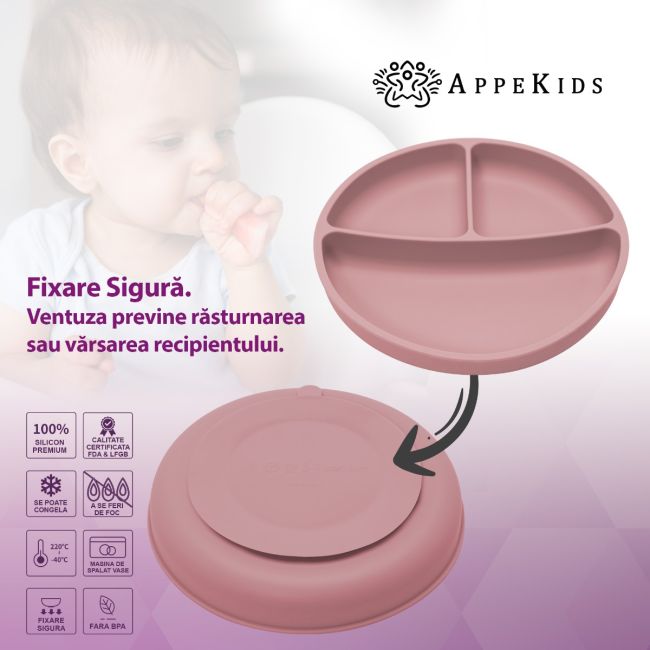 Set Diversificare, AppeKids, 100% Silicon, Classic - Old Rose KRTAK274971