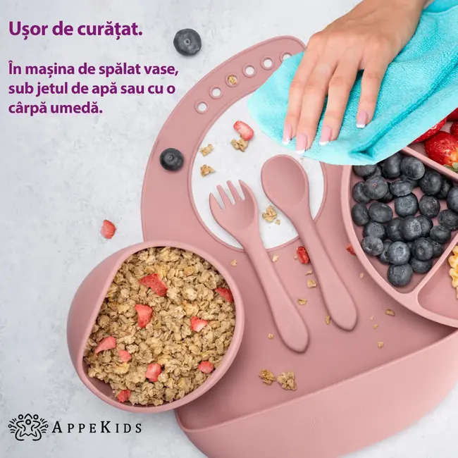 Set Diversificare, AppeKids, 100% Silicon, Classic - Old Rose KRTAK274971