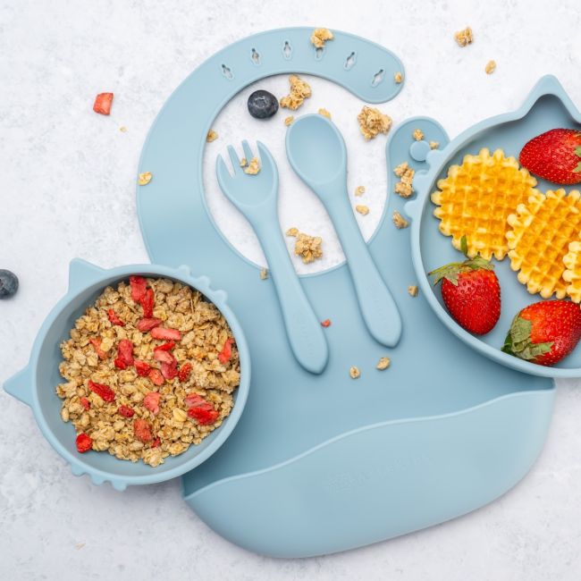 Set Diversificare, AppeKids, 100% Silicon, Kitty - Aqua Blue KRTAK275039