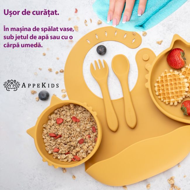 Set Diversificare, AppeKids, 100% Silicon, Kitty - Honey KRTAK275015