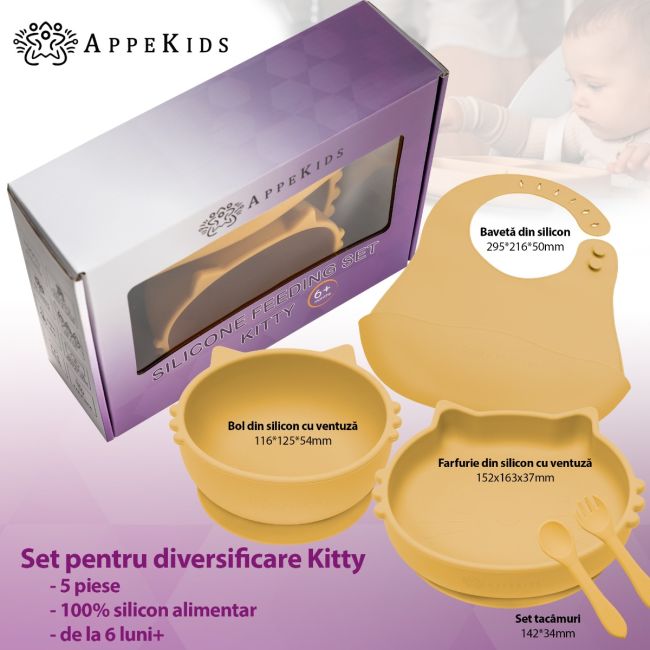 Set Diversificare, AppeKids, 100% Silicon, Kitty - Honey KRTAK275015