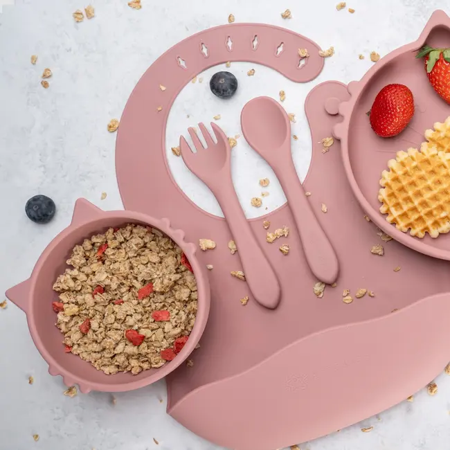 Set Diversificare, AppeKids, 100% Silicon, Kitty - Old Rose KRTAK275022